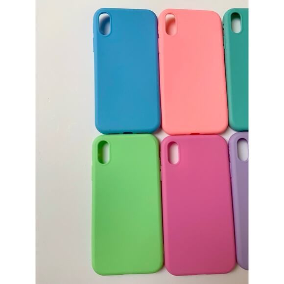 I Phone XR Phone case Bundle 7 Silicone Phone Cases Blue Pink Green Purple White - Picture 4 of 8